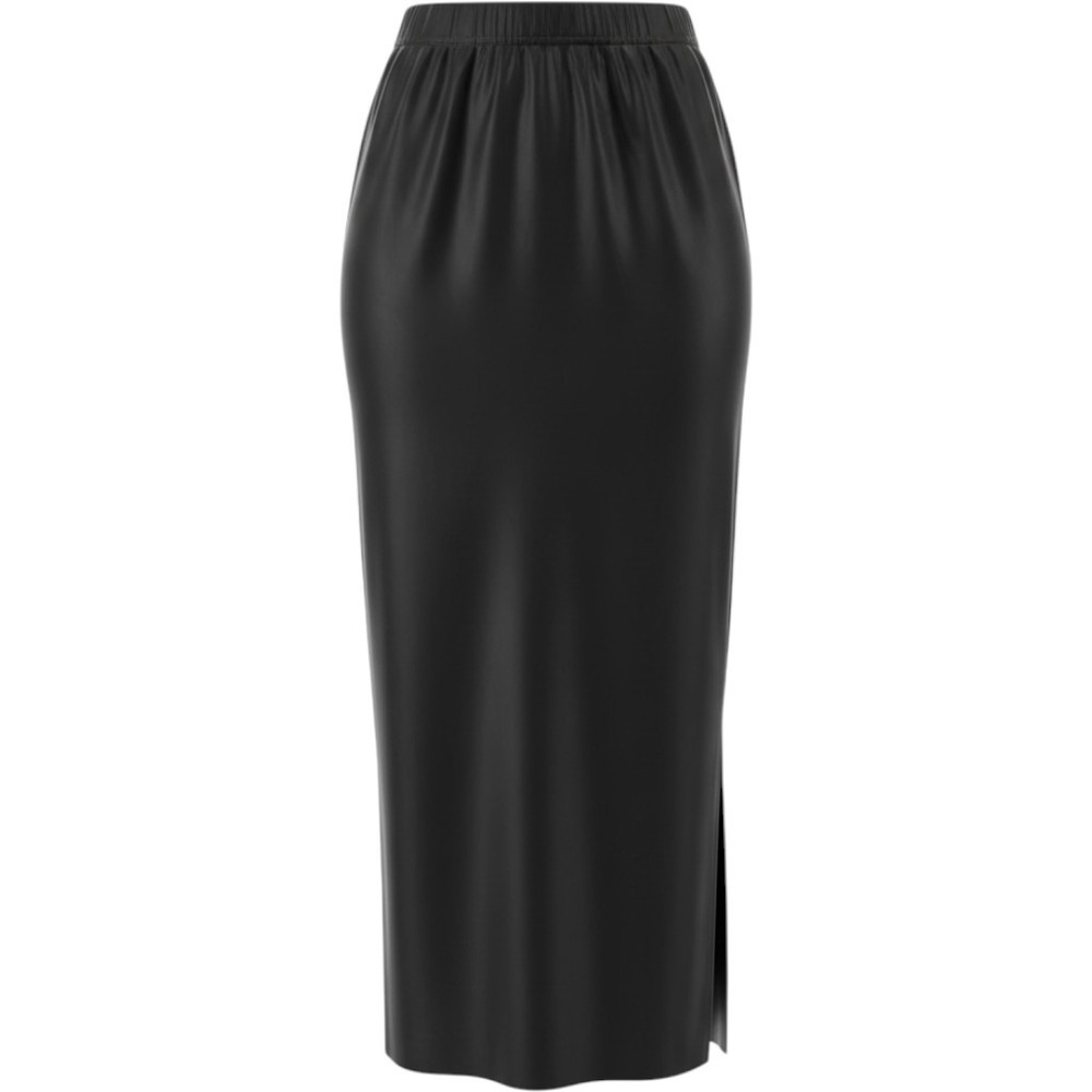 Old Navy Satin Maxi Skirt Womens 3X Black Minimalist High Waist Side Slit NWT